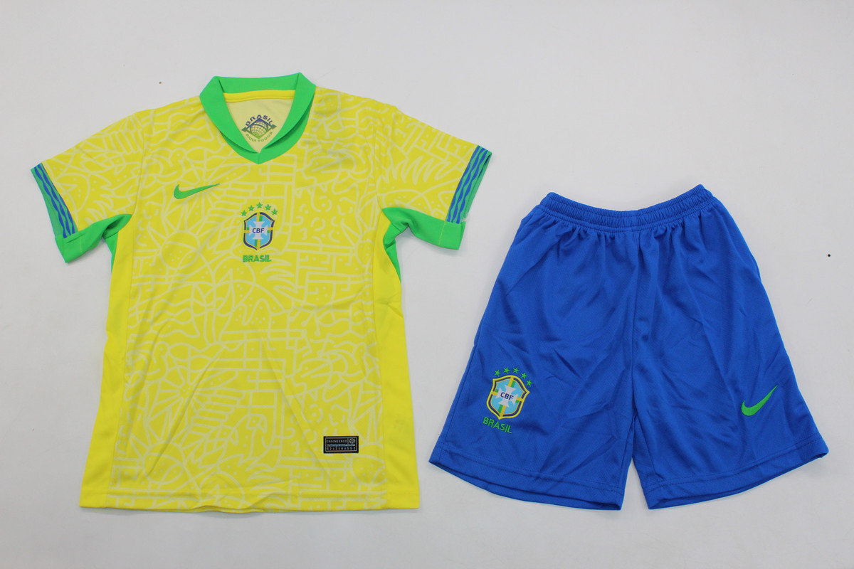 Kids-Brazil 23/24 Home Soccer Jersey